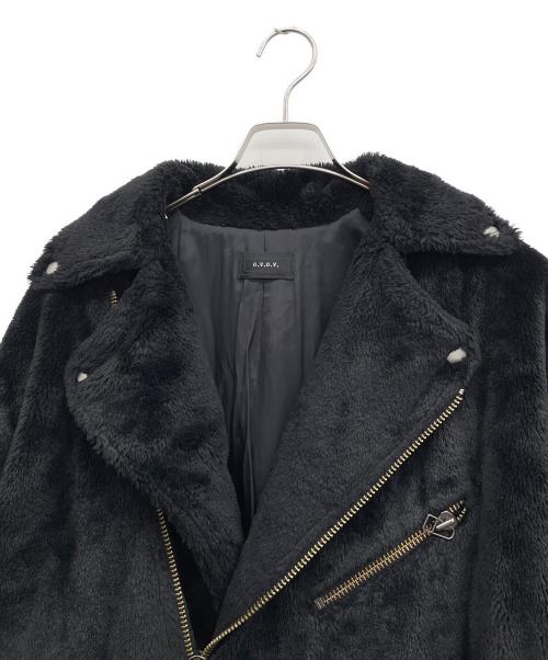 G.V.G.V（ジーヴィージーヴィー）G.V.G.V (ジーヴィージーヴィー) FAUX FUR LACE UP BIKER JACKET」（フェイクファーレースアップバイカージャケット／ライダースジャケット） ブラック サイズ:36の古着・服飾アイテム