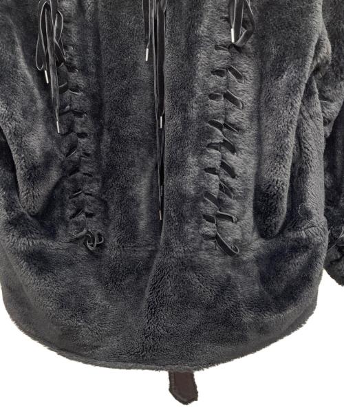 G.V.G.V（ジーヴィージーヴィー）G.V.G.V (ジーヴィージーヴィー) FAUX FUR LACE UP BIKER JACKET」（フェイクファーレースアップバイカージャケット／ライダースジャケット） ブラック サイズ:36の古着・服飾アイテム