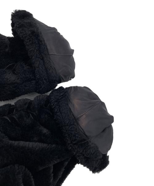 G.V.G.V（ジーヴィージーヴィー）G.V.G.V (ジーヴィージーヴィー) FAUX FUR LACE UP BIKER JACKET」（フェイクファーレースアップバイカージャケット／ライダースジャケット） ブラック サイズ:36の古着・服飾アイテム