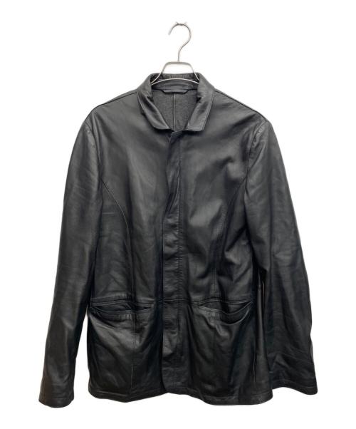 ARMANI COLLEZIONI（アルマーニ コレツィオーニ）ARMANI COLLEZIONI (アルマーニ コレツィオーニ) レザーコート ブラック サイズ:52の古着・服飾アイテム