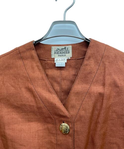 HERMES（エルメス）HERMES (エルメス) セットアップスーツ ブラウン サイズ:40の古着・服飾アイテム