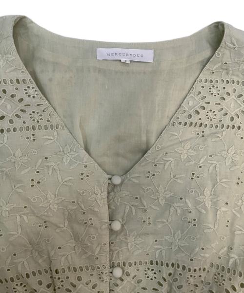 MERCURY DUO（マーキュリーデュオ）MERCURY DUO (マーキュリーデュオ) コットンカットワークボリュームスリーブワンピース グリーン サイズ:Fの古着・服飾アイテム