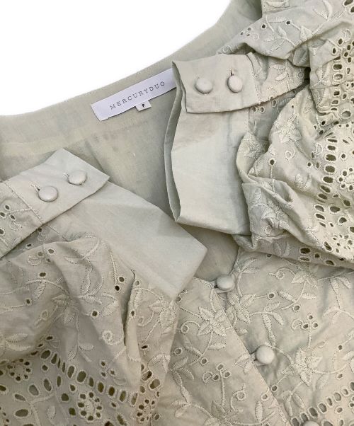 MERCURY DUO（マーキュリーデュオ）MERCURY DUO (マーキュリーデュオ) コットンカットワークボリュームスリーブワンピース グリーン サイズ:Fの古着・服飾アイテム