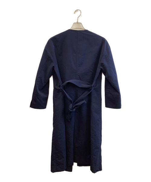 NOLLEY'S（ノーリーズ）NOLLEY'S (ノーリーズ) トリアセ混タッサーベルテッドコート ネイビー サイズ:Sの古着・服飾アイテム