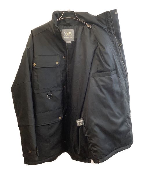 ZARA（ザラ）ZARA (ザラ) フェイクレザーポケット付きパーカ ブラック サイズ:L 未使用品の古着・服飾アイテム