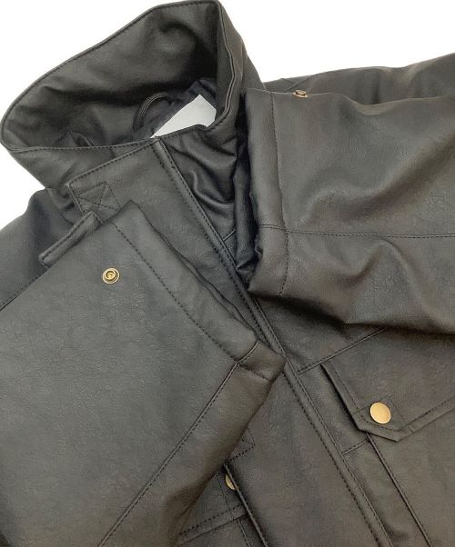 ZARA（ザラ）ZARA (ザラ) フェイクレザーポケット付きパーカ ブラック サイズ:L 未使用品の古着・服飾アイテム