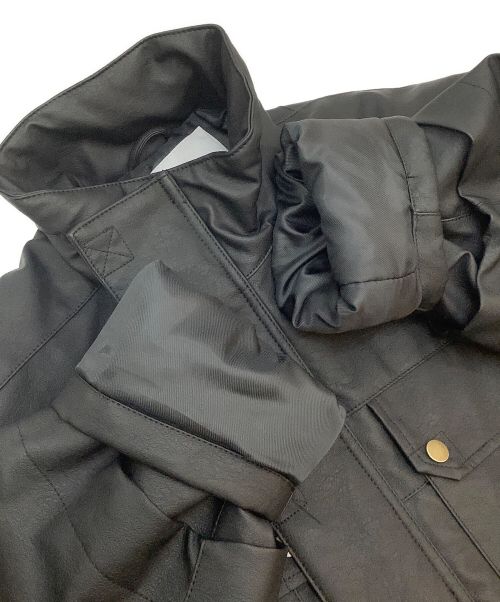 ZARA（ザラ）ZARA (ザラ) フェイクレザーポケット付きパーカ ブラック サイズ:L 未使用品の古着・服飾アイテム