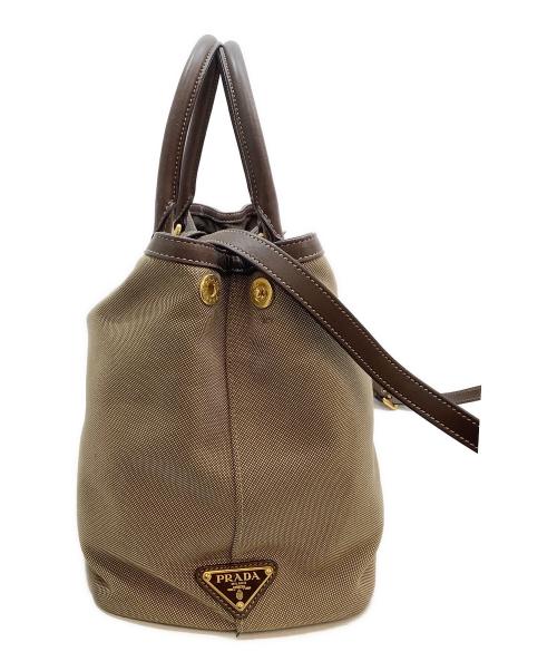 PRADA（プラダ）PRADA (プラダ) ロゴジャガード2WAYバッグ ベージュの古着・服飾アイテム
