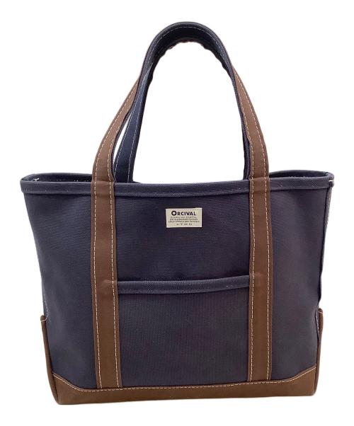 ORCIVAL（オーシバル）ORCIVAL (オーシバル) キャンバストートバッグ ネイビー×ブラウンの古着・服飾アイテム