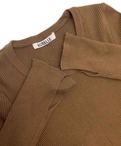 ADAM ET ROPE' FEMME（アダムエロペファム）ADAM ET ROPE' FEMME (アダムエロペファム) AURALEE (オーラリー) GIZA HIGH GAUGE RIB KNIT PULLOVER ブラウンの古着・服飾アイテム