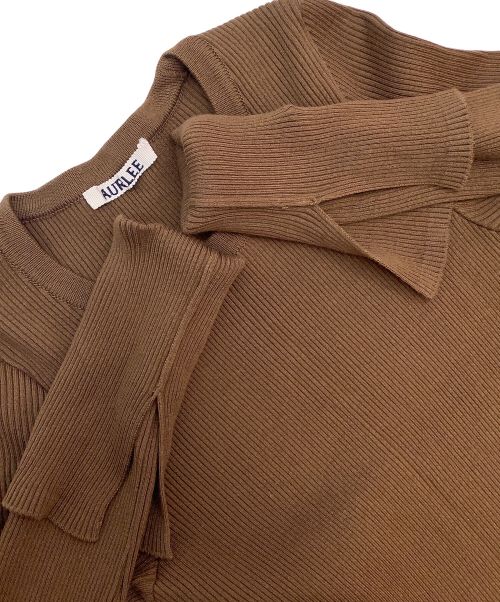 ADAM ET ROPE' FEMME（アダムエロペファム）ADAM ET ROPE' FEMME (アダムエロペファム) AURALEE (オーラリー) GIZA HIGH GAUGE RIB KNIT PULLOVER ブラウンの古着・服飾アイテム
