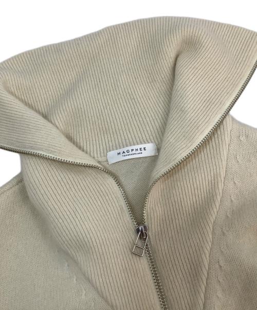 MACPHEE（マカフィー）MACPHEE (マカフィー) ラムカシミヤ ジップアップカーディガン アイボリー サイズ:Sの古着・服飾アイテム