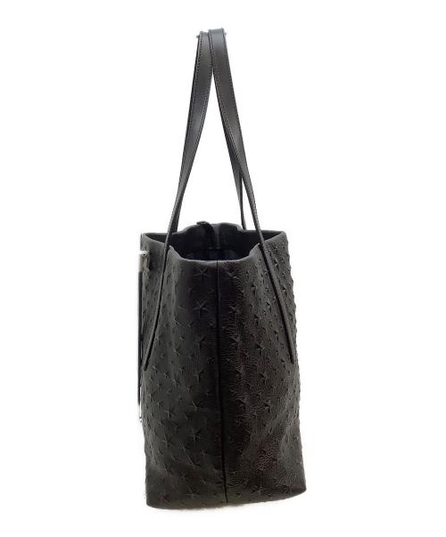 JIMMY CHOO（ジミーチュウ）JIMMY CHOO (ジミーチュウ) レザートートバッグ ブラックの古着・服飾アイテム