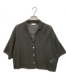 BALLSEY（ボールジィ）の古着「シースルークロシェ オープンカラーニット」｜オリーブ