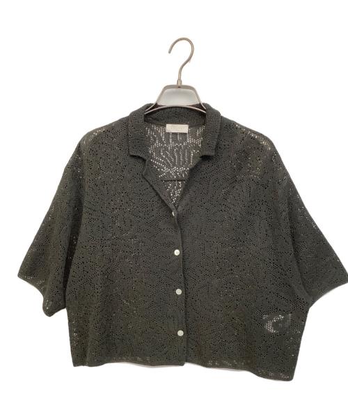 BALLSEY（ボールジィ）BALLSEY (ボールジィ) シースルークロシェ オープンカラーニット オリーブ サイズ:Sの古着・服飾アイテム