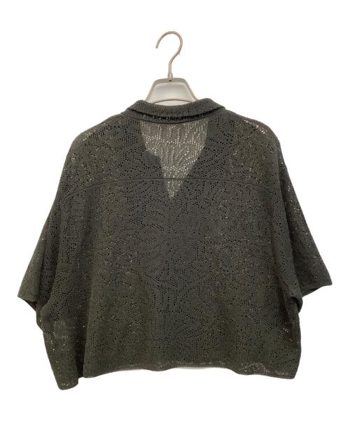 BALLSEY（ボールジィ）BALLSEY (ボールジィ) シースルークロシェ オープンカラーニット オリーブ サイズ:Sの古着・服飾アイテム