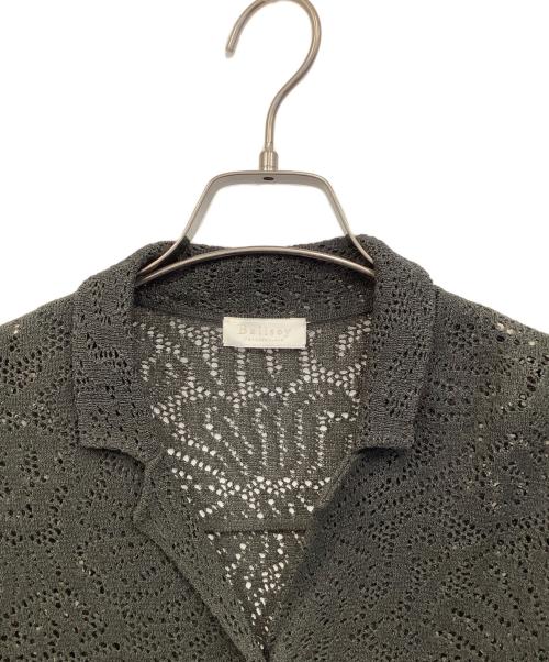 BALLSEY（ボールジィ）BALLSEY (ボールジィ) シースルークロシェ オープンカラーニット オリーブ サイズ:Sの古着・服飾アイテム