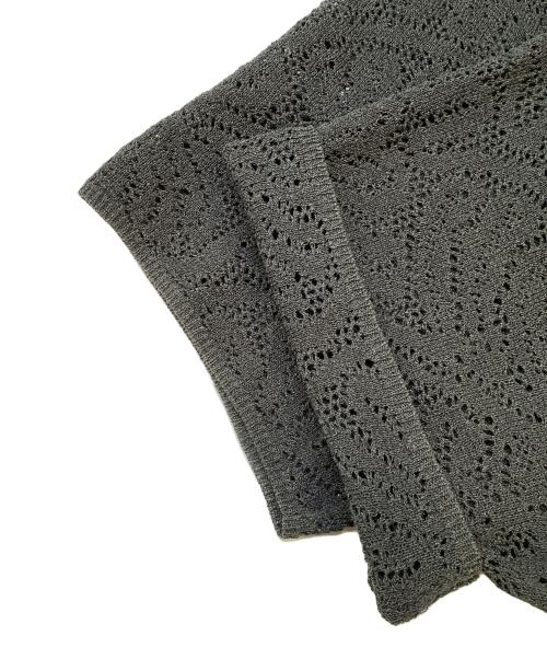 BALLSEY（ボールジィ）BALLSEY (ボールジィ) シースルークロシェ オープンカラーニット オリーブ サイズ:Sの古着・服飾アイテム