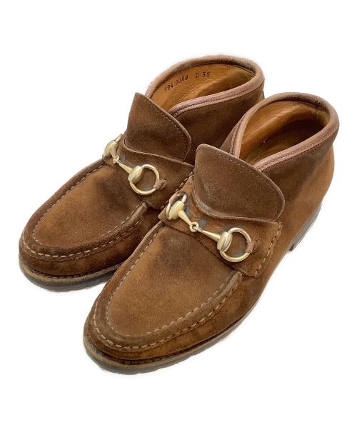 GUCCI（グッチ）GUCCI (グッチ) ホースビットモカシンブーツ ブラウン サイズ:35の古着・服飾アイテム