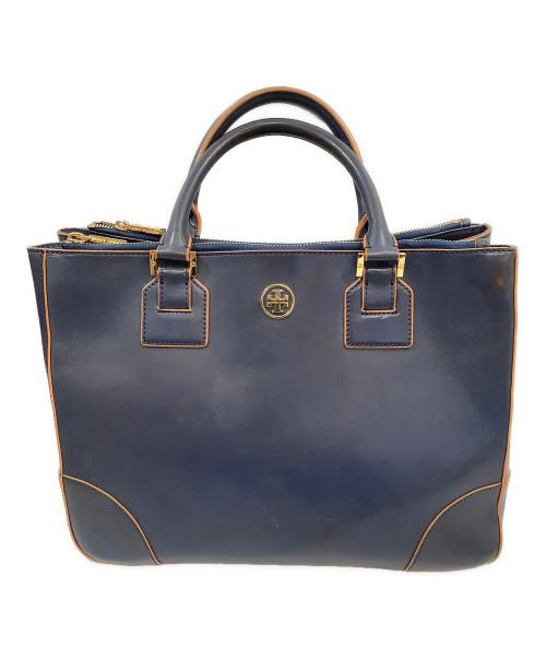 TORY BURCH（トリーバーチ）TORY BURCH (トリーバーチ) ハンドバッグ ブルー×ブラウンの古着・服飾アイテム