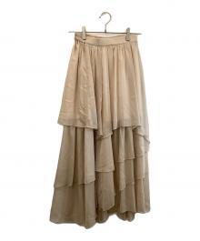 Lily Brown（リリーブラウン）の古着「ブライトシアーティアードスカート」｜ベージュ