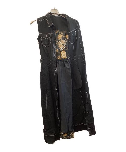 LOVELESS（ラブレス）LOVELESS (ラブレス) ツイルブロッキングノースリーブドレス ブラック サイズ:34の古着・服飾アイテム