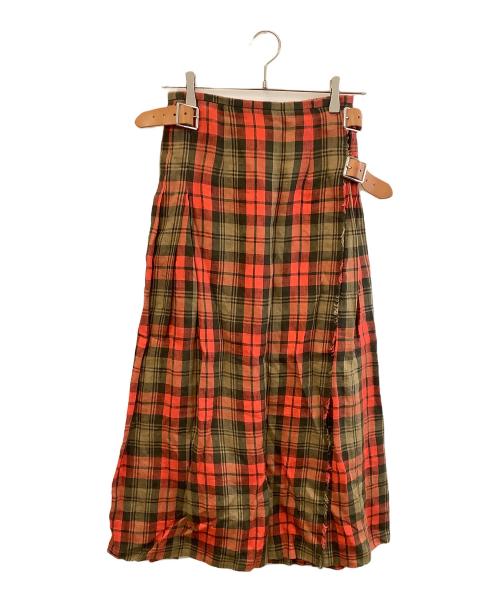 O'NEIL OF DUBLIN（オニールオブダブリン）O'NEIL OF DUBLIN (オニールオブダブリン) ラップスカート レッド×ブラウン サイズ:36の古着・服飾アイテム