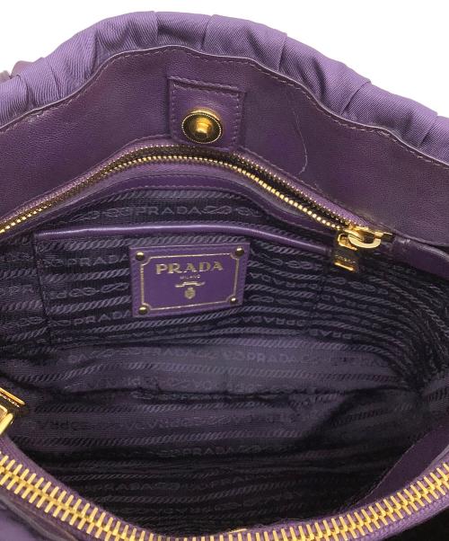 PRADA（プラダ）PRADA (プラダ) 2WAYギャザーショルダーバッグ パープルの古着・服飾アイテム