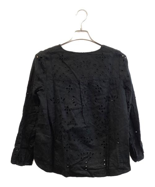 theory（セオリー）theory (セオリー) レースVネックリネンブラウス ブラック サイズ:Pの古着・服飾アイテム