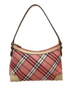 BURBERRY BLUE LABELバーバリーロンドンブルーレーベル）の古着「ワンショルダーバッグ」｜レッド×ベージュ