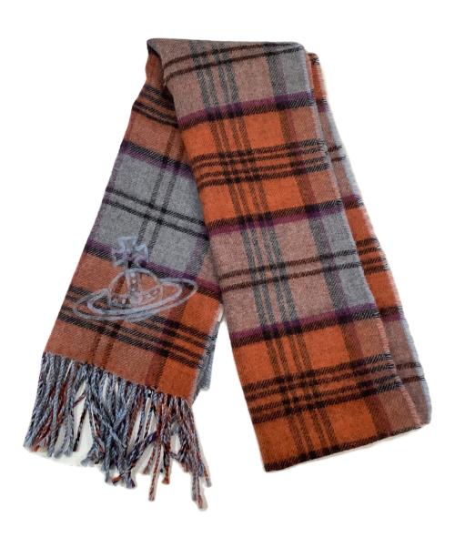 Vivienne Westwood（ヴィヴィアンウエストウッド）Vivienne Westwood (ヴィヴィアンウエストウッド) マフラー オレンジ×ブルーの古着・服飾アイテム