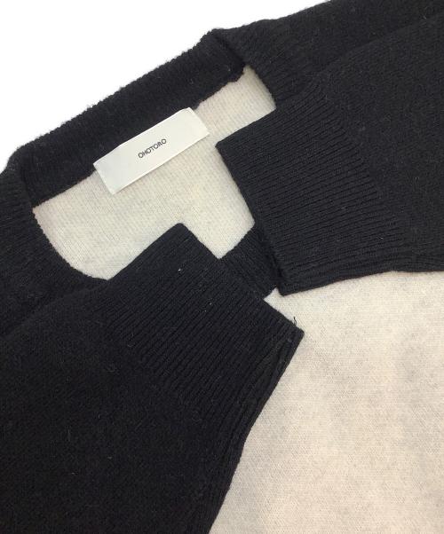 OHOTORO（オオトロ）OHOTORO (オオトロ) ラグランニット クリーム×ブラック サイズ:Fの古着・服飾アイテム