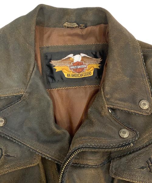 HARLEY-DAVIDSON（ハーレーダビッドソン）HARLEY-DAVIDSON (ハーレーダビッドソン) レザーライダースジャケット ブラウン サイズ:XLの古着・服飾アイテム