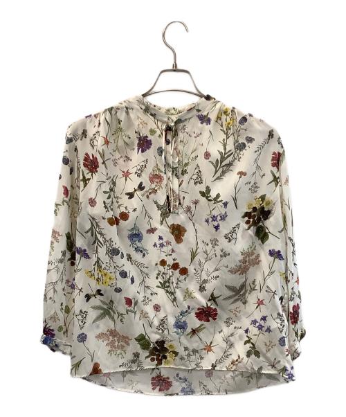 TOMORROW LAND（トゥモローランド）TOMORROW LAND (トゥモローランド) ボタニカルリベルラプリント ボウタイブラウス ホワイト サイズ:36の古着・服飾アイテム