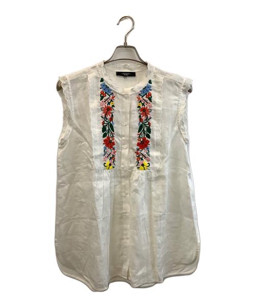 WEEKEND Max Mara（ウィークエンド マックスマーラ）WEEKEND Max Mara (ウィークエンド マックスマーラ) 刺繍ノースリーブブラウス ホワイト サイズ:L 未使用品の古着・服飾アイテム