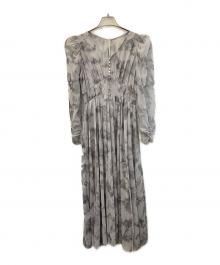 COCODEAL（ココディール）の古着「フロッキーフラワープリントプリーツワンピース」｜ネイビー×グレー