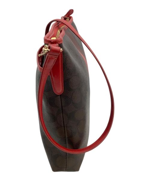 COACH（コーチ）COACH (コーチ) ショルダーバッグ レッド×ブラウンの古着・服飾アイテム