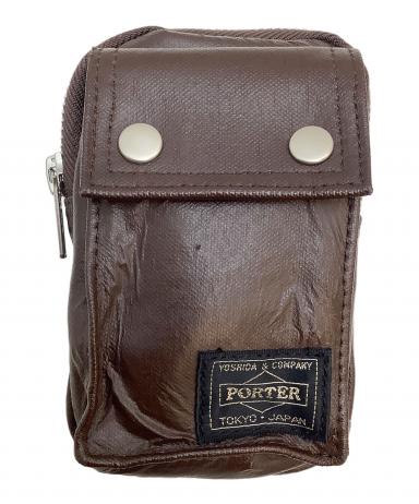 未使用品　1箇所剥がれあり　porter ポーター　レザー　ミニポーチ 中古・古着通販】PORTER (ポーター) ポーチ ブラウン｜ブランド・古着