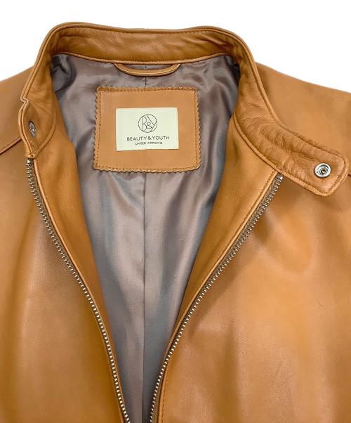 BEAUTY&YOUTH UNITED ARROWS（ビューティーアンドユースユナイテッドアローズ）BEAUTY&YOUTH UNITED ARROWS (ビューティーアンドユースユナイテッドアローズ) シングルライダースジャケット キャメル サイズ:Mの古着・服飾アイテム