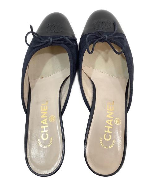 CHANEL（シャネル）CHANEL (シャネル) ミュール ネイビー×ブラック サイズ:38の古着・服飾アイテム