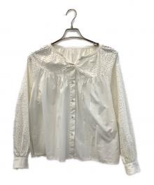 Spick and Span（スピックアンドスパン）の古着「コットンポプリンエンブロイダリーブラウス」｜ホワイト