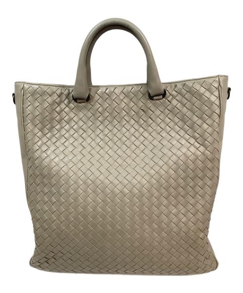 BOTTEGA VENETA（ボッテガベネタ）BOTTEGA VENETA (ボッテガベネタ) イントレチャートハンドバッグ ライトグレーの古着・服飾アイテム