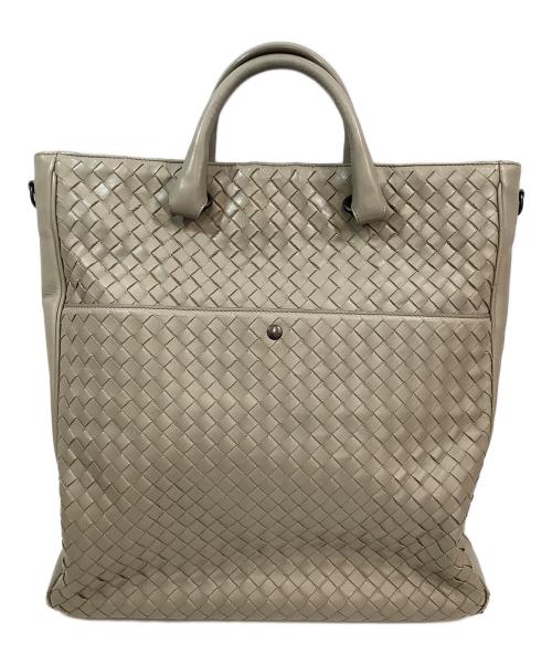 BOTTEGA VENETA（ボッテガベネタ）BOTTEGA VENETA (ボッテガベネタ) イントレチャートハンドバッグ ライトグレーの古着・服飾アイテム