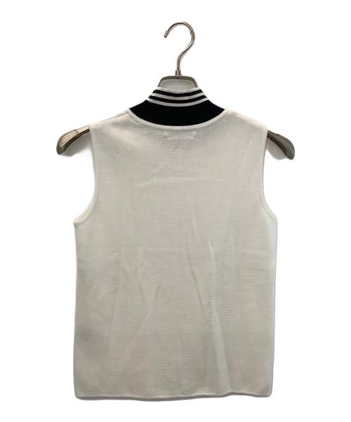 FOXEY NEWYORK（フォクシーニューヨーク）FOXEY NEWYORK (フォクシーニューヨーク) ノースリーブニット ホワイト×ネイビー サイズ:38の古着・服飾アイテム