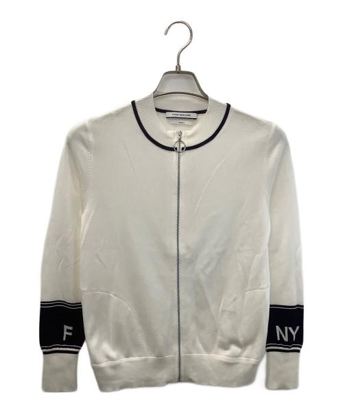FOXEY NEWYORK（フォクシーニューヨーク）FOXEY NEWYORK (フォクシーニューヨーク) ジップカーディガン ホワイト×ネイビー サイズ:38の古着・服飾アイテム