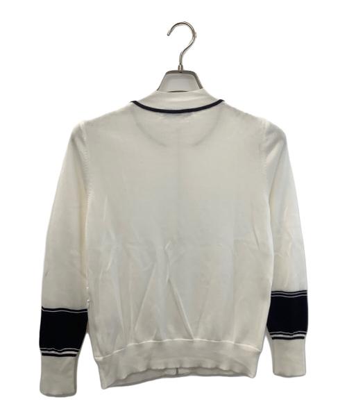 FOXEY NEWYORK（フォクシーニューヨーク）FOXEY NEWYORK (フォクシーニューヨーク) ジップカーディガン ホワイト×ネイビー サイズ:38の古着・服飾アイテム