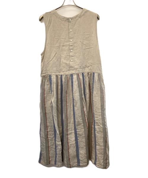 tumugu（ツムグ）tumugu (ツムグ) ノースリーブワンピース ブルー×ベージュ サイズ:Fの古着・服飾アイテム