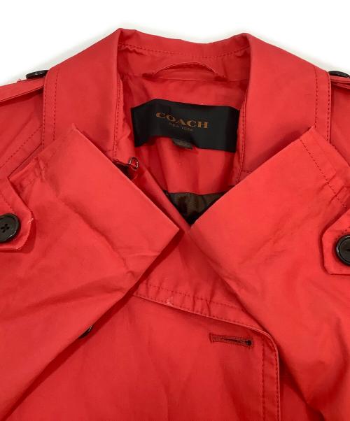 COACH（コーチ）COACH (コーチ) ショートトレンチコート レッド サイズ:Sの古着・服飾アイテム