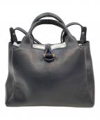 MOTHERHOUSEマザーハウス）の古着「レザーハンドバッグ」｜ネイビー