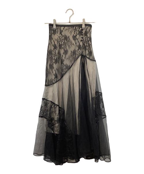 Snidel（スナイデル）Snidel (スナイデル) レーススイッチングスカート ブラック サイズ:S 未使用品の古着・服飾アイテム